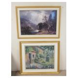 1305	2 LARGE FRAMED PRINTS, LANDSCAPE & A COUNTRY HOUSE, LARGEST IS 42 3/4 IN X 31 1/4 IN INCLUDING 