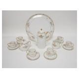 1006	HAND PAINTED NIPPON 16 PIECE DEMITASSE SET, GREEN WREATH MARK, TRAY IS 11 7/8 IN, POT IS 7 IN H