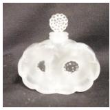 1009	LALIQUE FRANCE PERFUME BOTTLE, 3 5/8 IN WIDE X 3 3/4 IN HIGH
