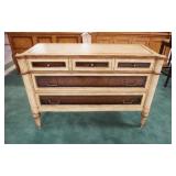 1014	VANGUARD FURNITURE PAINT DECORATED 5 DRAWER CHEST. 48 IN W, 32 1/2 IN H 