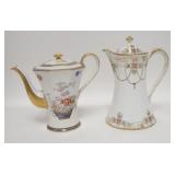 1044	TWO PIECE LOT INCLUDES A THEODORE HAVILAND DEMITASSE POT & A HAND PAINTED NIPPON CHOCOLATE POT.