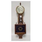 1046	BANJO CLOCK W/DECORATED GLASS DOORS, 39 IN HIGH