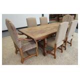 1060	SOUTHWEST PINE DINING TABLE W/CHAIRS, UPHOLSTERED SEATS & BACKS, 42 IN X 84 1/2 IN X 31 IN HIGH