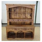 1063	SOUTHWEST PINE HUTCH, 3 DRAWER W/SOUTHWEST PINE INLAID BANDING & CHAMFERED CORNERS, 54 IN WIDE 