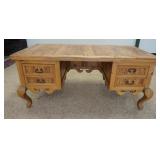 1068	LARGE SOUTHWEST PINE KNEEHOLE DESK, PANELED SIDES & BACK, 71 IN WIDE X 35 IN DEEP X 32 IN HIGH
