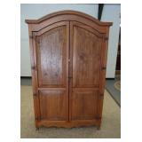 1069	PINE ARCH TOP WARDROBE, WROUGHT IRON HINGES, 74 IN HIGH X 47 1/2 IN WIDE X 21 1/2 IN DEEP