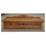 1081	CARVED PINE BENCH W/2 DRAWERS, 67 IN X 18 IN X 10 IN HIGH
