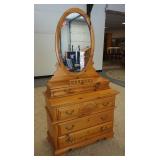 1090	DIXIE VICTORIAN STYLE STEP BACK DRESSER W/MIRROR, 38 IN WIDE X 72 IN HIGH