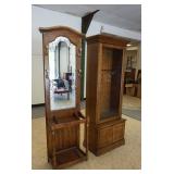 1092	2 PIECE-JASPER GUN CABINET & HALL RACK, HALLRACK HAS A DECORATED MIRROR BACK, GUN CABINET HAS O