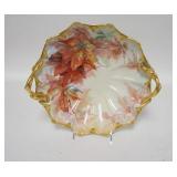 1094	JP LIMOGES LARGE HANDLED BOWL, AUTUMN LEAF DECORATION, 12 1/2 IN ACROSS THE HANDLES