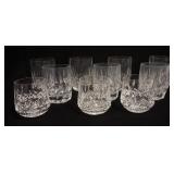 1102	10 WATERFORD CUT CRYSTAL TUMBLERS, 3 SIZES, TALLEST 4 3/4 IN