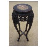 1110	CARVED ASIAN STAND W/INSET BROWN MARBLE TOP, 35 IN HIGH, 10 1/2 IN TOP DIAMETER