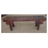 1112	CARVED SLAB TOP BENCH, 65 1/4 IN X 15 IN X 21 1/2 IN HIGH