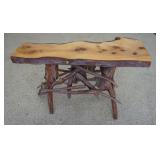 1113	RUSTIC SLAB TOP TABLE, 45 IN X 19 IN X 30 1/2 IN HIGH