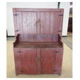 1141	COUNTRY HUTCH PAINTED RED, 50 IN WIDE X 71 IN HIGH X 19 IN DEEP