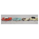 1021	LOT OF FOUR FRANKLIN MINT PRECISION 1:24 SCALE DIE CAST MODEL CARS. LOT INCLUDES A 1957 CHEVROL