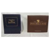 1061	LOT OF TWO COMMEMORATIVE STAMP ALBUMS; AMERICA THE BEAUTIFUL & HISTORIC STAMPS OF AMERICA (INCL