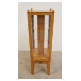 1121	OAK FLOOR/COUNTER TOP REVOLVING DISPLAY CABINET W/TAG THOMAS CLASSICS, 41 IN HIGH X 12 IN X 12 