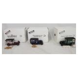1158	LOT OF THREE DIE CAST DANBURY MINT DELIVER TRUCK REPLICAS. LOT INCLUDES; 1931 U.S. MAIL TRUCK, 