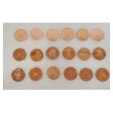 1164	NICE ASSORTMENT OF AV AND TROY OZ COPPER ROUNDS.