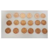 1169	NICE ASSORTMENT OF AV AND TROY OZ COPPER ROUNDS.