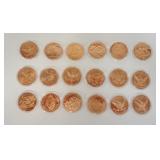 1170	NICE ASSORTMENT OF AV AND TROY OZ COPPER ROUNDS.