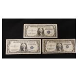 1220	3 ONE DOLLAR SILVER CERTIFICATES 1935 C, D, E