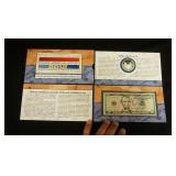 1241	2009 FIVE DOLLAR BILL AND 2012 AMERICAN EAGLE SILVER PROOF  DOLLAR COMMEMORATIVE