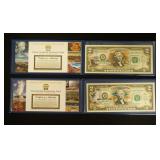 1242	2 TWO DOLLAR BILLS COLORIZED GRAND CANYON 2003A, YELLOWSTONE 2003A