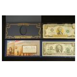 1245	2 TWO DOLLAR BILLS COLORIZED 911 AND 27K GOLD EDITION
