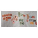 1274	NICE ASSORTMENT OF MOSTLY EARLY POSTAGE/BACK OF BOOK STAMPS. LOT INCLUDES POSTAGE STAMPS, POSTA