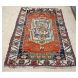 1003	ANTIQUE ORIENTAL THROW RUG, 75 IN X 55 IN