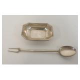1012	STERLING GORHAM DISH AND STERLING DUAL SPOON/FORK, 1.53 TOZ