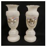 1031	PAIR OF HAND PAINTED BRISTOL VASES, 12 1/2 IN HIGH