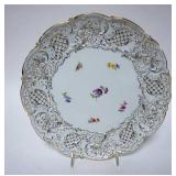 1035	MEISSEN 11 1/2 IN PLATE WITH GILT AND FLORAL DECORATIONS