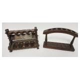 1040	LOT OF 2 VINTAGE PIPE RACKS WITH ONE HAVING AN UNUSUAL CARVED RUSTIC STYLE