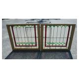 1048	STAINED GLASS DOUBLE HUNG WINDOWS, 38 1/2 IN X 28 1/4 IN EACH WINDOW