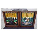 1050	STAINED GLASS DOUBLE HUNG WINDOWS, 25 1/2 IN X 26 1/2 IN