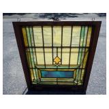1054	STAINED GLASS WINDOW, 29 1/2 IN X 33 IN