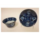 1075	HISTORICAL BLUE STAFFORDSHIRE HANDLESS CUP & SAUCER, CLEWS SAUCER, 5 3/4 IN, CUP 2 1/2 IN HIGH