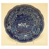 1077	HISTORICAL BLUE STAFFORDSHIRE PLATE, ADAMS, 9 IN