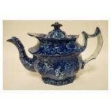 1084	HISTORICAL BLUE STAFFORDSHIRE TEAPOT, 8 IN HIGH