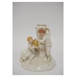 1102	ROYAL WORCESTER FIGURAL BUD VASE  OF A BOY & GIRL W/ WATER JUG. 6 3/4 IN H 