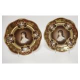 1104	PAIR OF BAVARIAN PORTRAIT PLATES. Z S & CO. BAVARIA ROYAL VIENNA *AMICITIA* 9 5/8 IN 