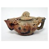 1117	CARVED SOAPSTONE TEA POT. 3 7/8 IN H 