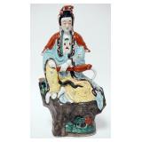 1125	LARGE ASIAN PORCELAIN FIGURE WITH IMPRESSED *SUAN* CAMEO, CHARACTER MARKS, 17 IN HIGH