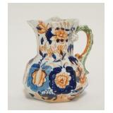 1127	19TH CENTURY SERPENT HANDLED CREAMER, HAND PAINTED, 5 1/2 IN HIGH