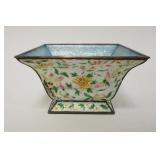 1132	CLOISONNE PLANTER WITH A FLORAL PANEL DESIGN, 5 1/2 IN X 3 1/4 IN