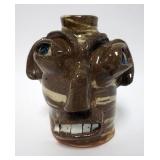 1151	BURLON *BB* CRAIG GROTESQUE FACE JUG, SWIRL UGLY FACE JUG, VALE N.C., 7 1/4 IN HIGH, STAMPED ON