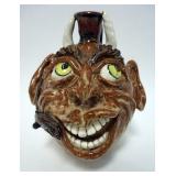 1155	JACK SEXTON POTTERY, GRACE CARR ARTIST GROTESQUE FACE JUG,DEVIL WITH LIZARD FACE JUG, BELMONT N